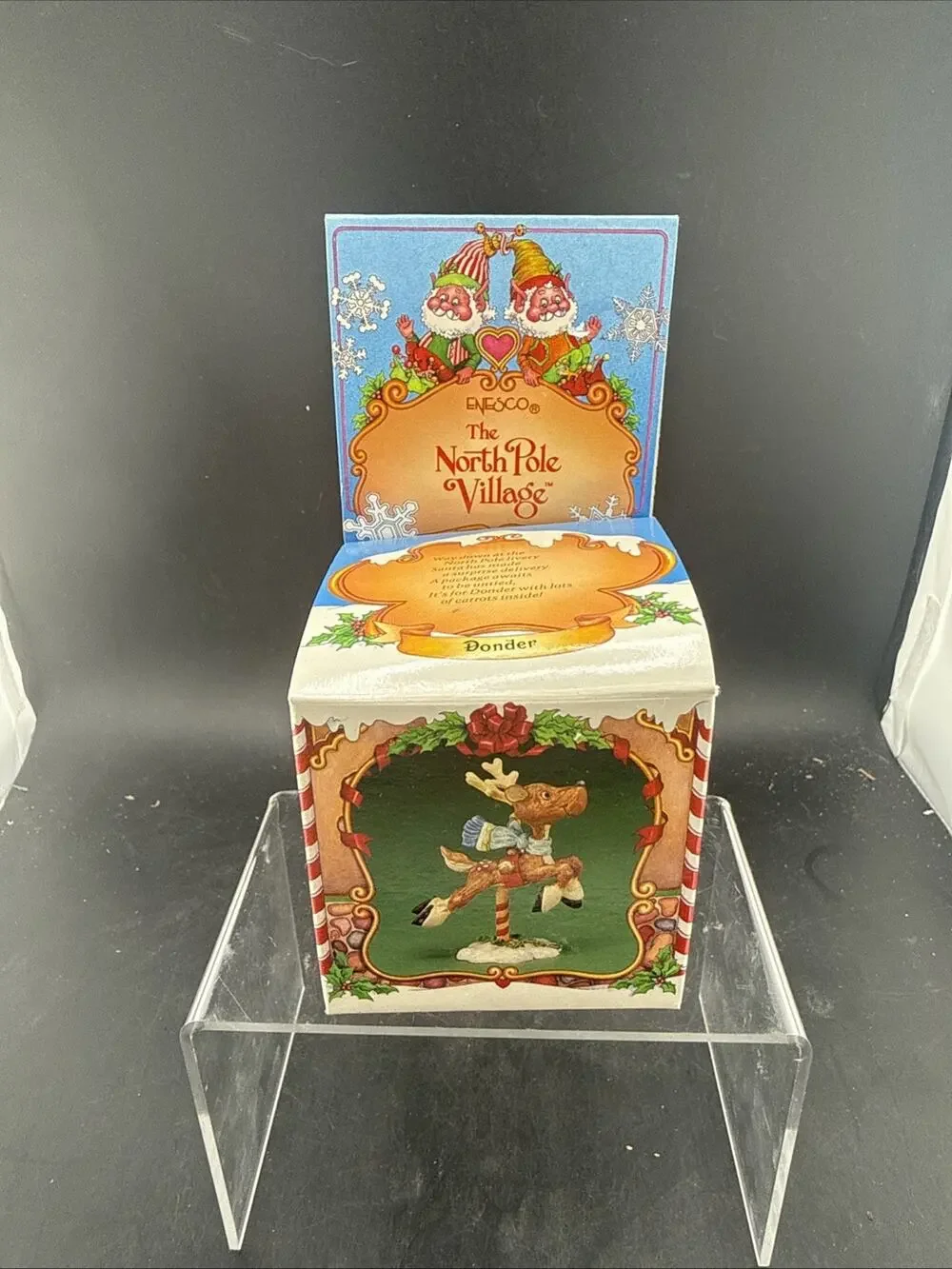 Vintage Enesco North Pole Village Donder Reindeer Figurine 1986 New Old Stock